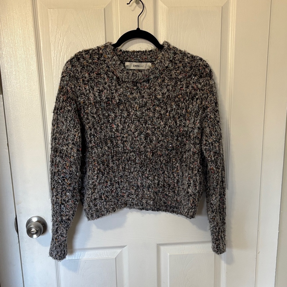 Zara colorful crop sequin sweater